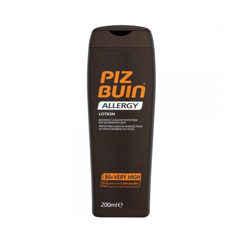 Creamy texture close-up of Piz Buin Allergy Lotion ready for easy application.