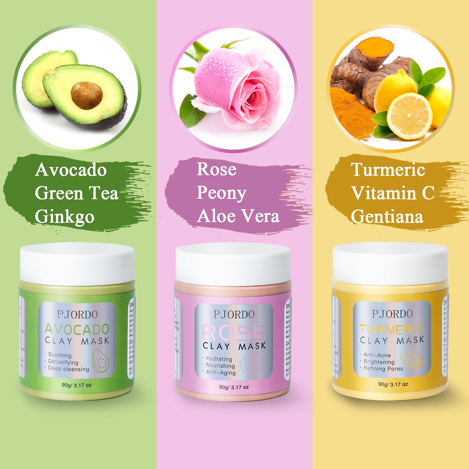 Pjordo rose clay mask jar for hydration and radiant tone.