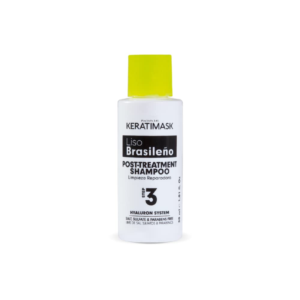 Placenta Life Keratimask straightening process image shows smoother hair