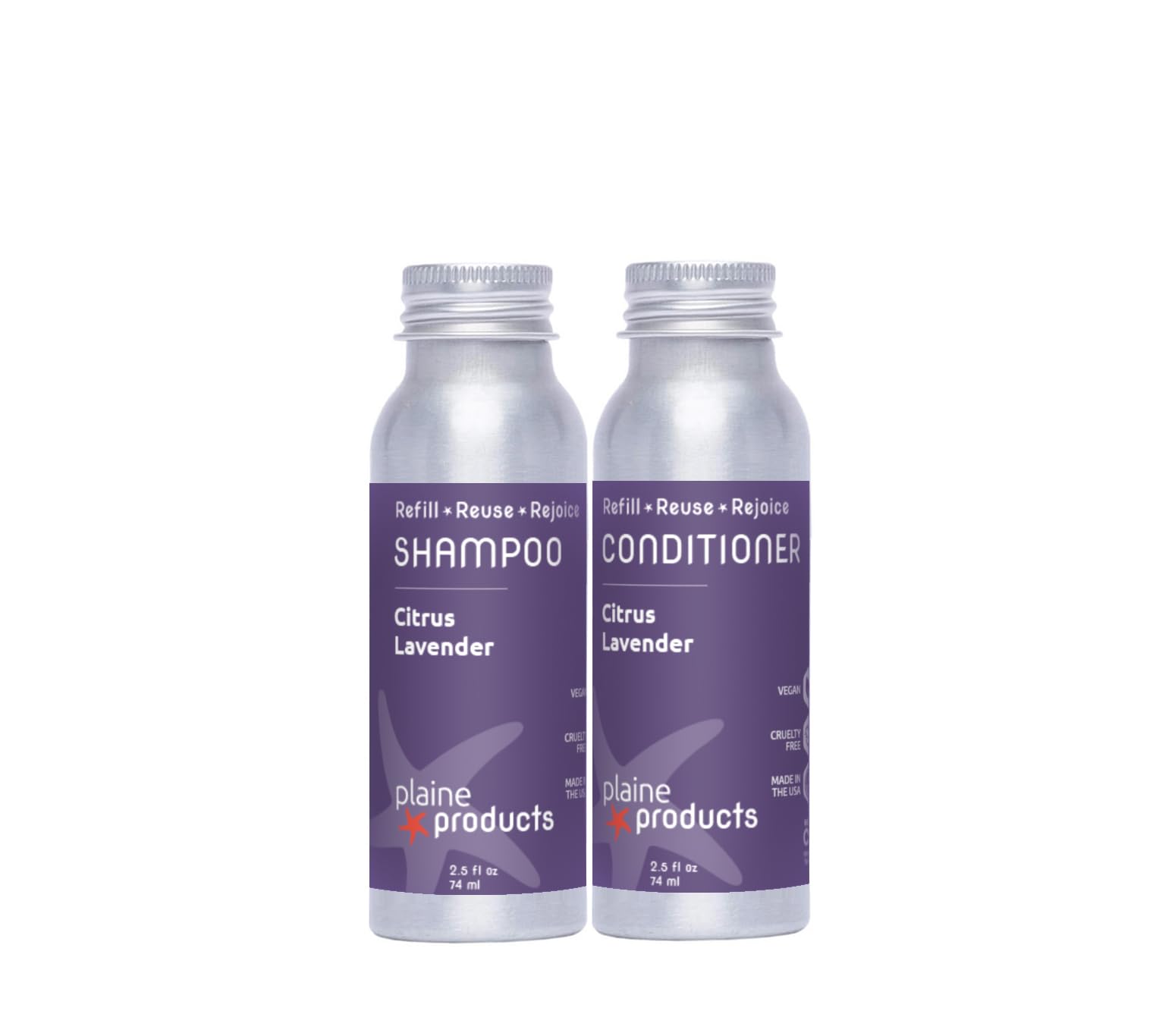 Plaine Products Citrus Lavender travel bottles for on-the-go hydration and salon-quality scent