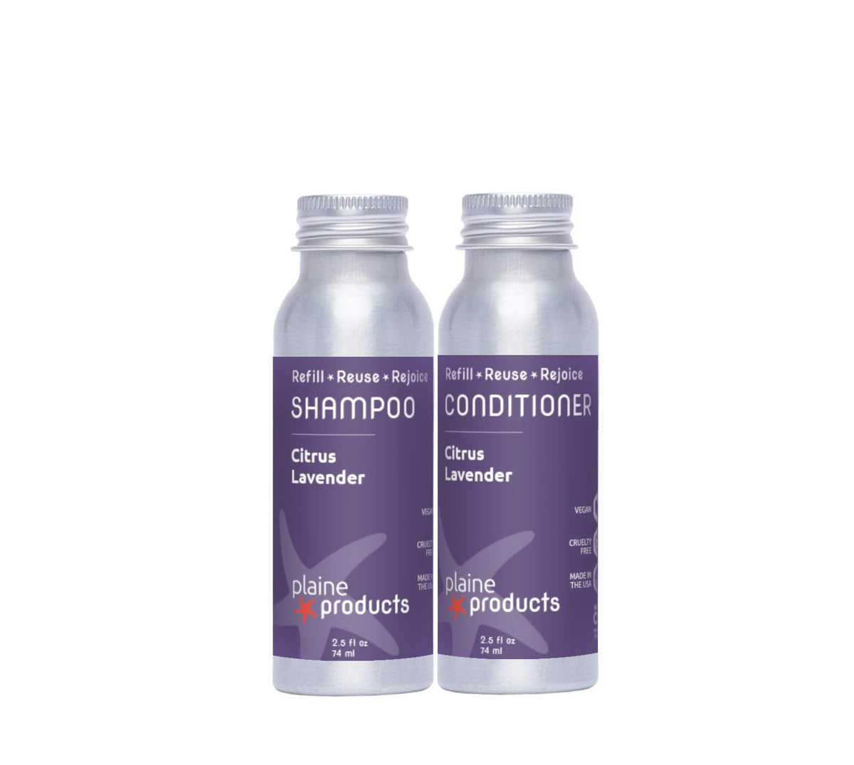 Plaine Products Citrus Lavender travel bottles for on-the-go hydration and salon-quality scent