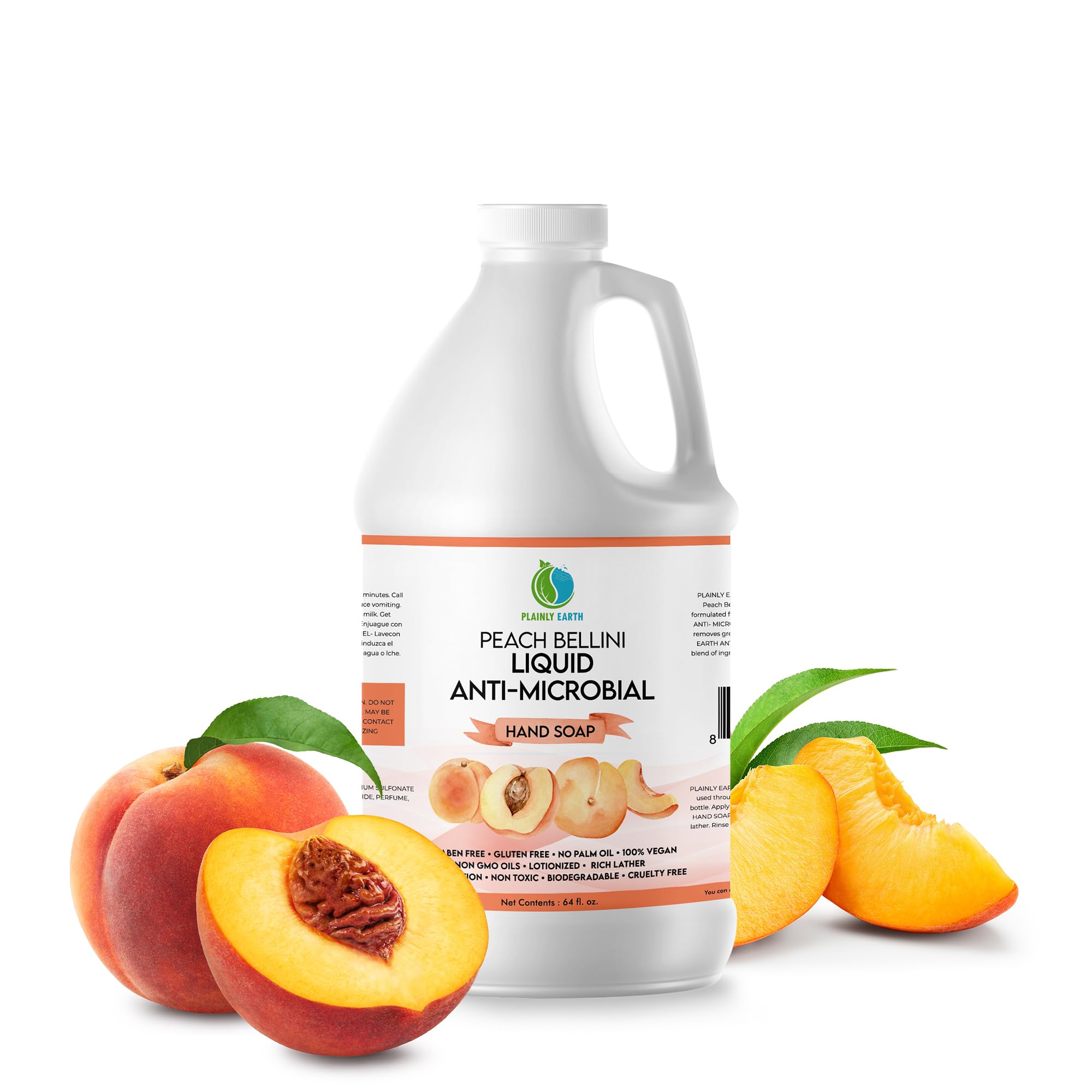 Plainly Earth antimicrobial hand soap 64oz bottle for frequent kitchen and bathroom use.