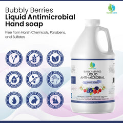 Plainly Earth hand soap pump shown in a kitchen setting for frequent handwashing.