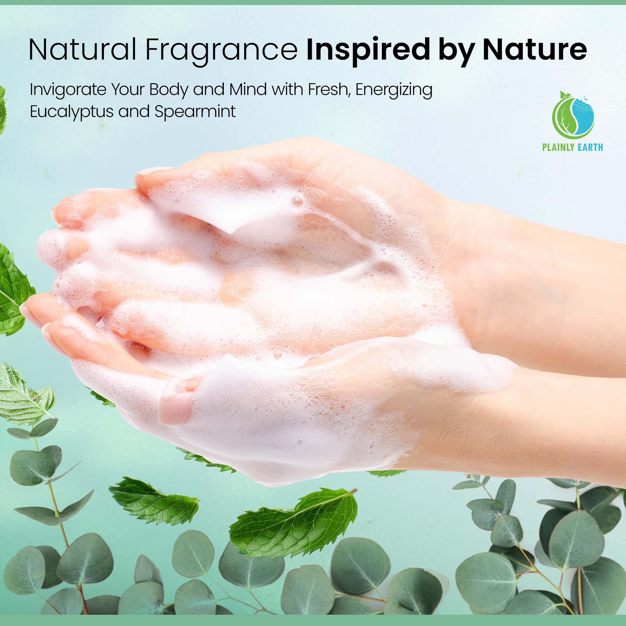 Plainly Earth hand soap gentle, moisturizing formula protects skin during daily use.