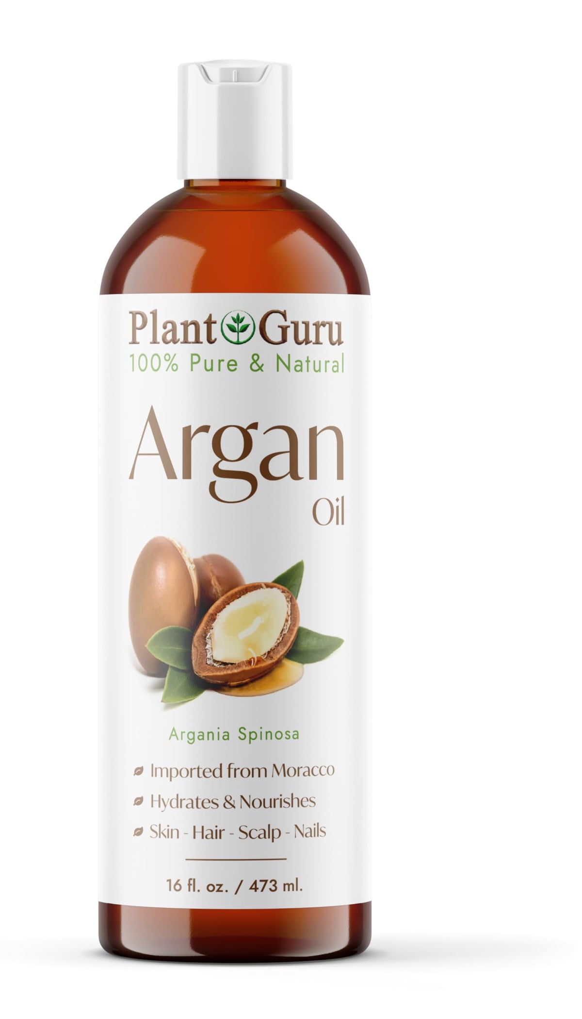 Plant Guru Argan Oil bottle pour for quick skin and hair hydration.