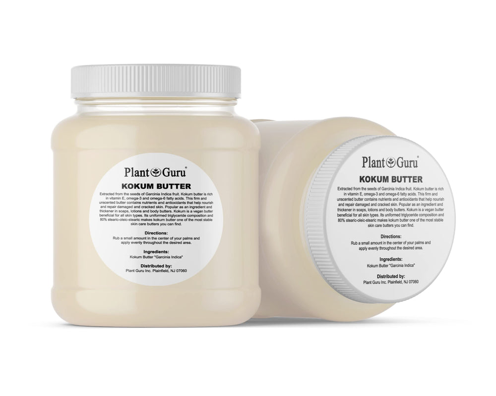 Plant Guru kokum butter texture closeup shows rich, silky consistency for moisturizers.