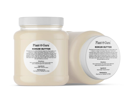 Plant Guru kokum butter texture closeup shows rich, silky consistency for moisturizers.