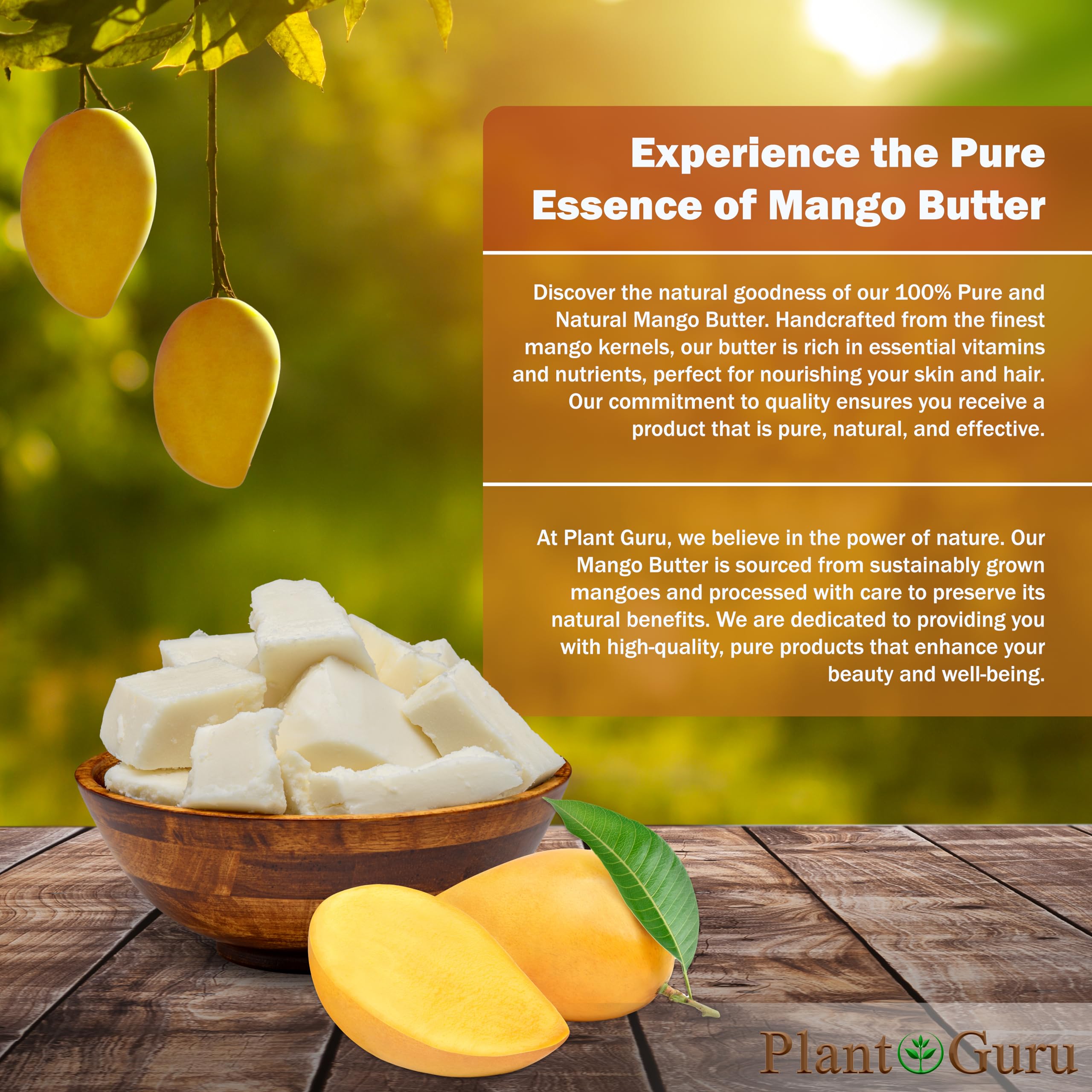 Plant Guru mango butter bar rich in vitamins supports emollient skincare.