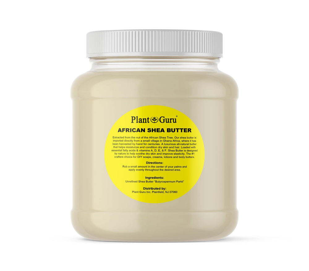 Plant Guru Raw African Shea Butter 3 lb packaging shown for versatile home use