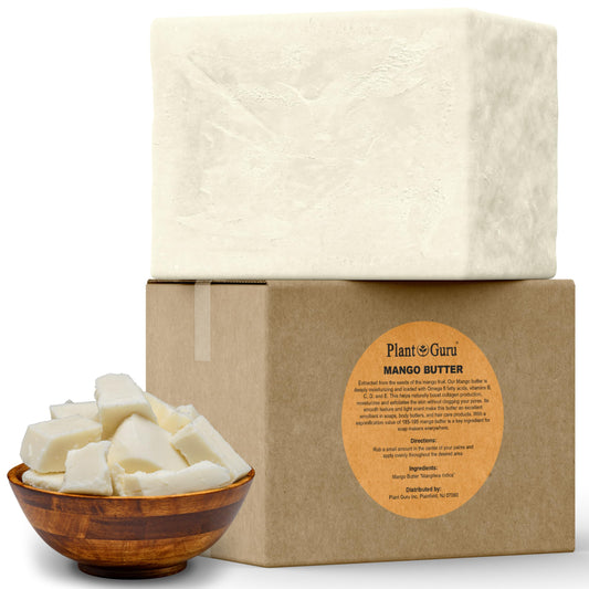 Plant Guru Mango Butter bulk 10 lbs showing creamy texture for skin nourishment.