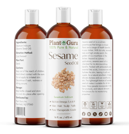 Plant Guru Sesame Seed Oil pour close-up showing rich texture for DIY products