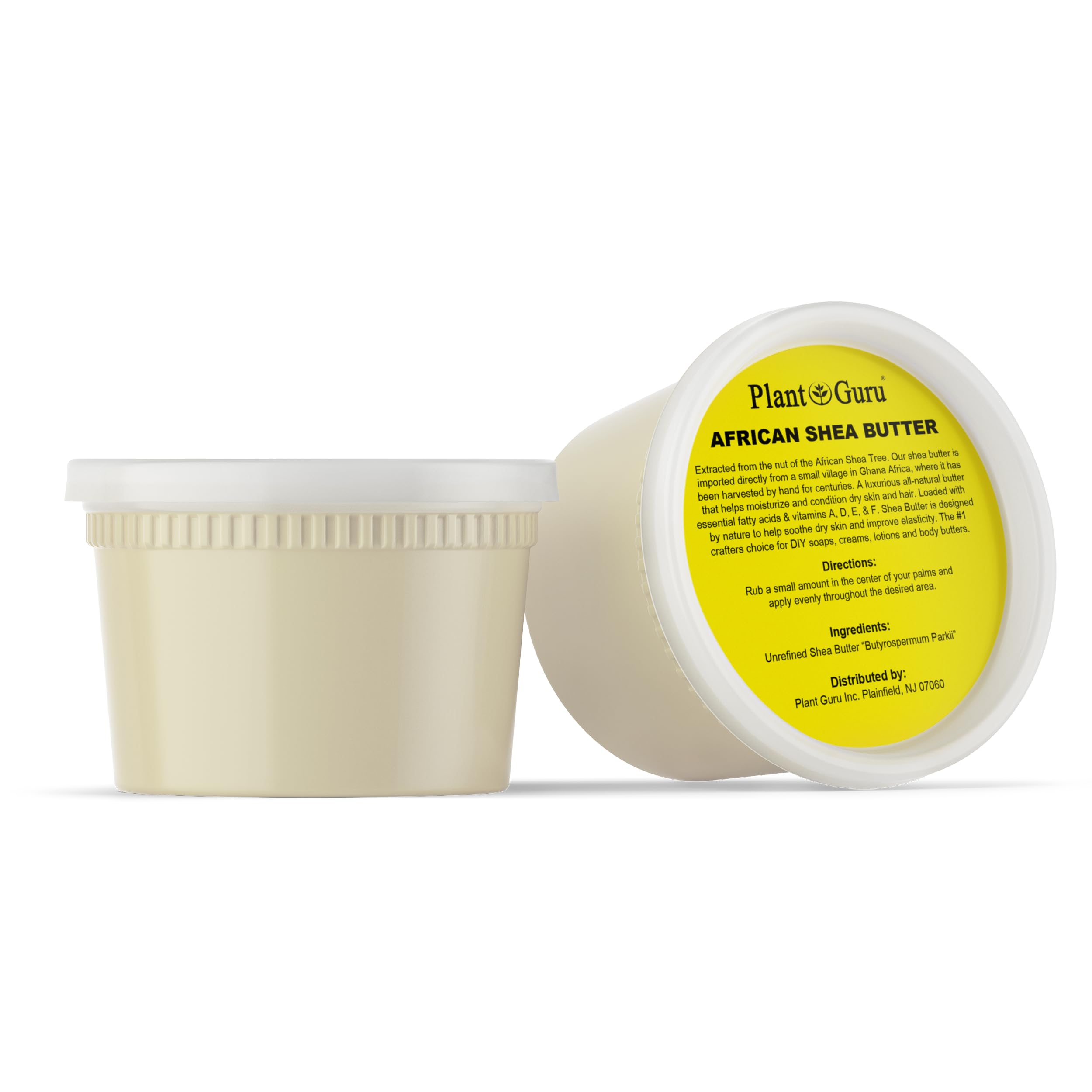 Plant Guru shea butter texture close-up shows creamy richness for dry skin.