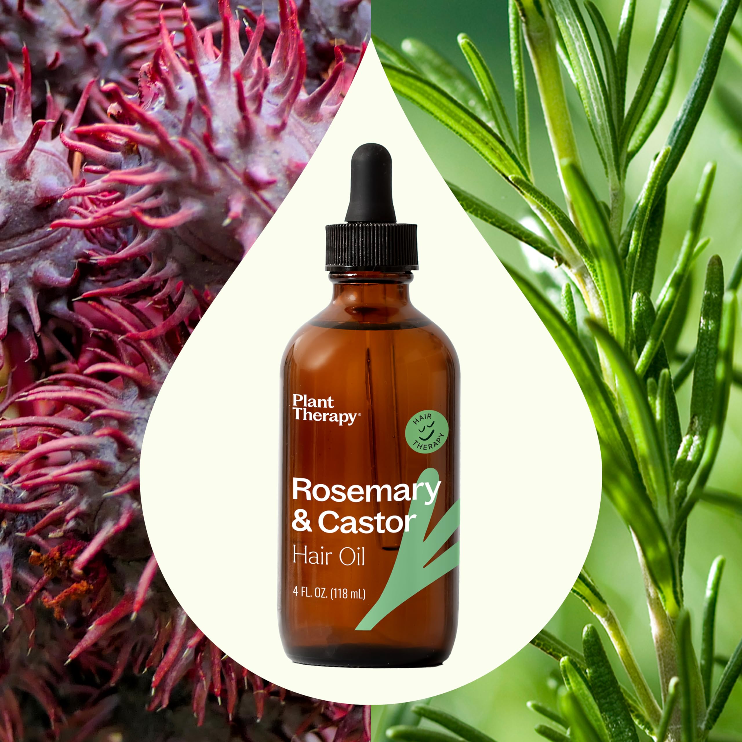 Plant Therapy hair treatment oil being poured onto scalp for nourishment.