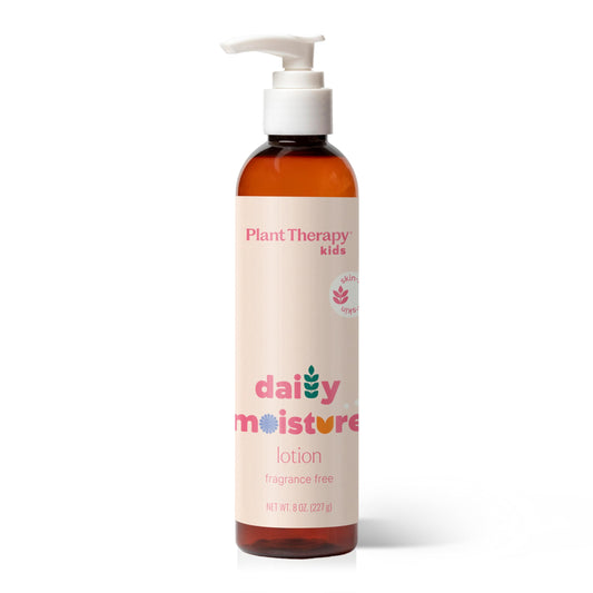 Plant Therapy Kids Daily Moisture Lotion 8 oz bottle offers lightweight hydration for sensitive skin