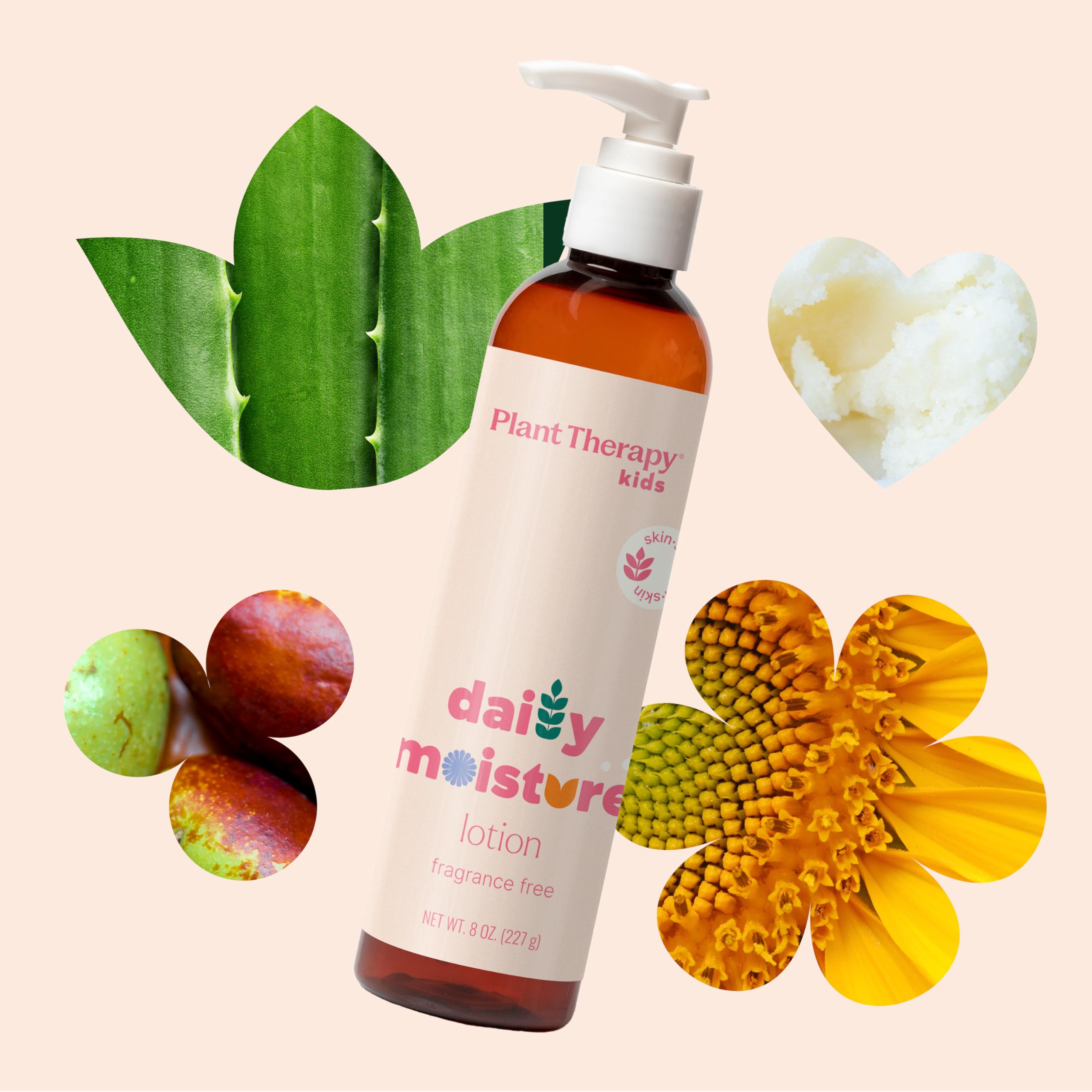 Plant Therapy Kids Daily Moisture Lotion pump dispenser enables easy daily use