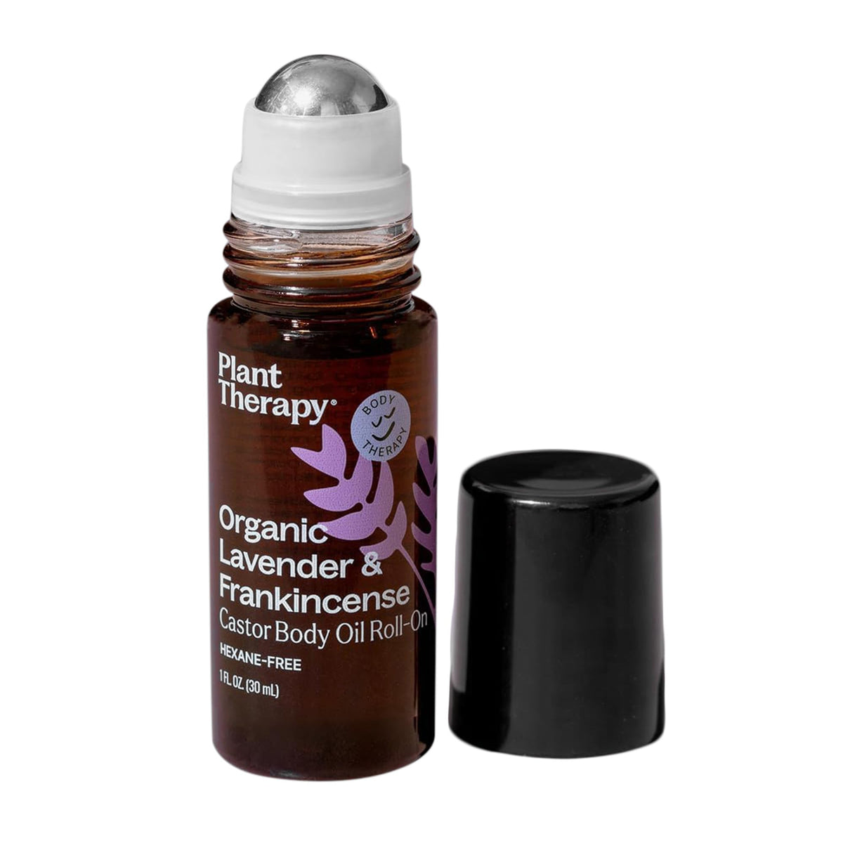 Plant Therapy Lavender and Frankincense Castor Roll-On bottle for on-the-go hydration.