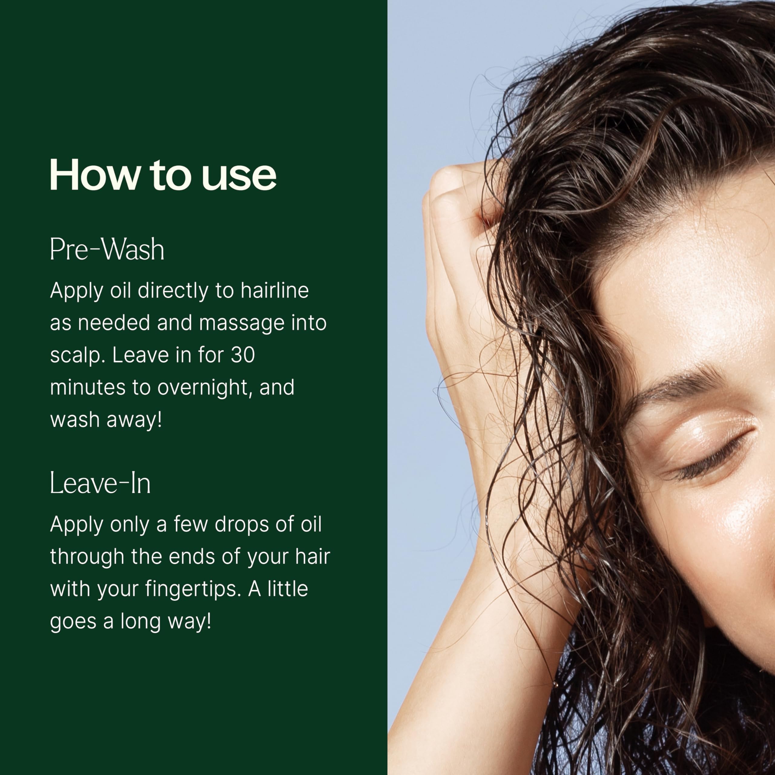 Plant Therapy Rosemary & Castor Oil dropper enables easy scalp massage.