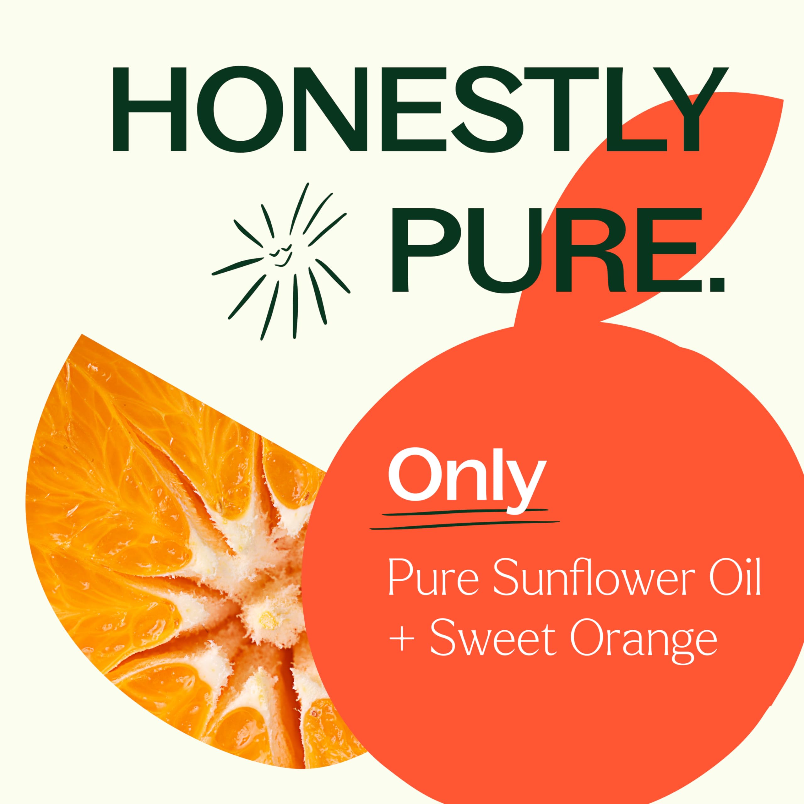 Clear label on Plant Therapy Sweet Orange Body Oil shows all-natural ingredients.