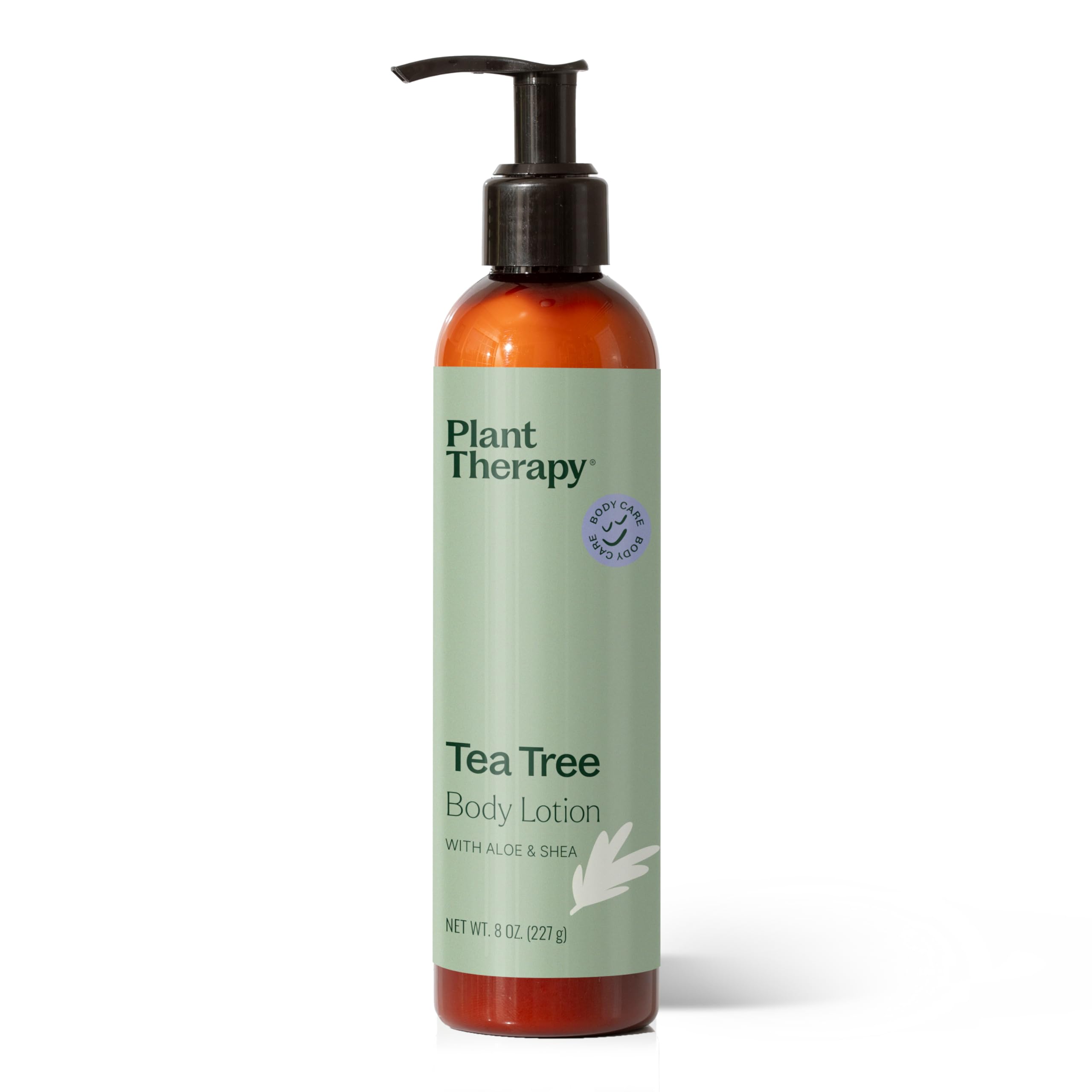 Plant Therapy Tea Tree Body Lotion bottle for daily hydration of dry skin.