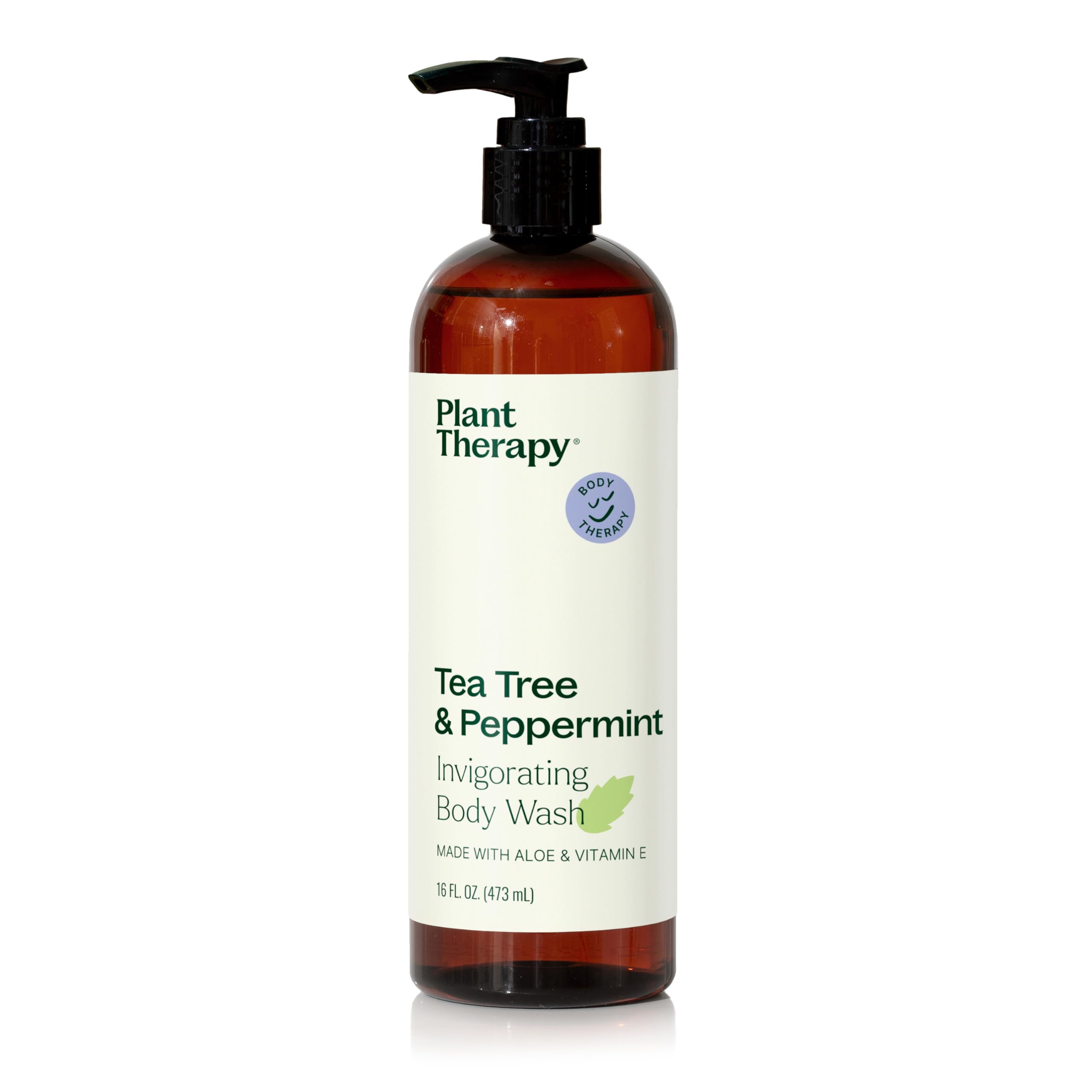 Plant Therapy Tea Tree Peppermint Body Wash bottle offers a refreshing cleanse for all skin types.