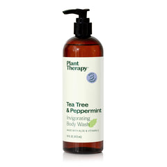Plant Therapy Tea Tree Peppermint Body Wash bottle offers a refreshing cleanse for all skin types.