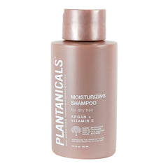 Plantanicals Moisturizing Shampoo bottle pour shows argan oil hydration for dry hair.