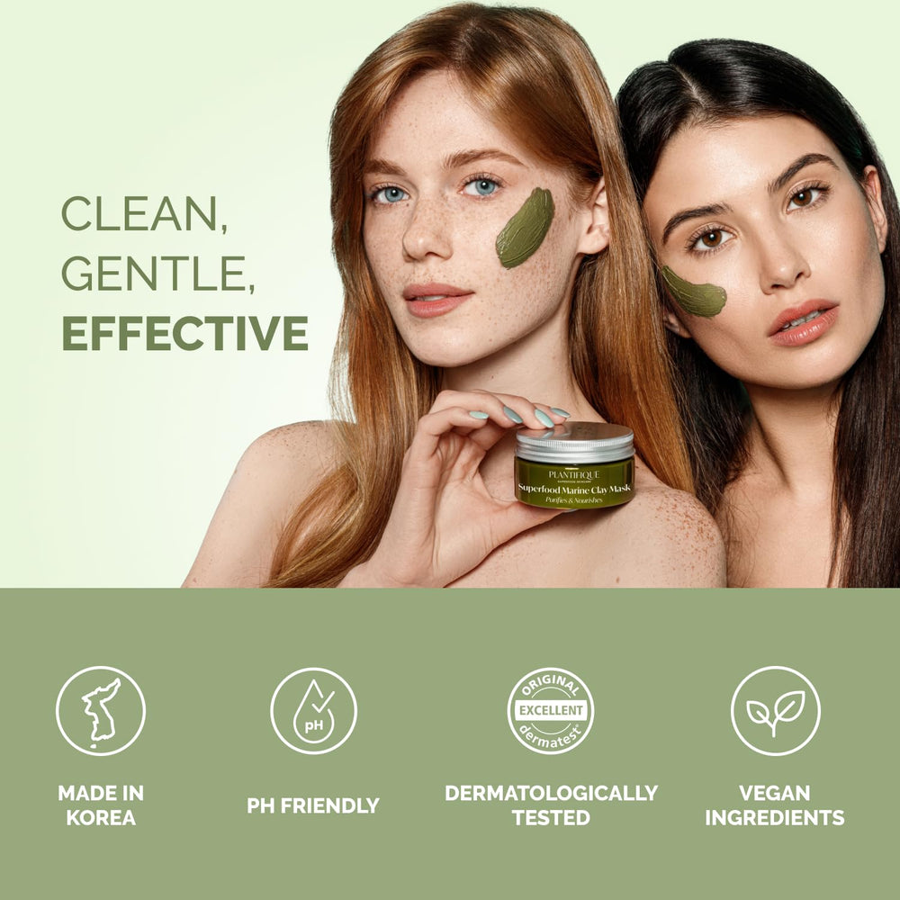 Plantifique Korean Clay Mask dermatologist-tested label indicating safety and reliability.