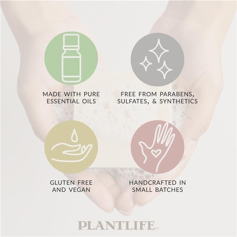 Plantlife California made soap showing fresh organic herbs