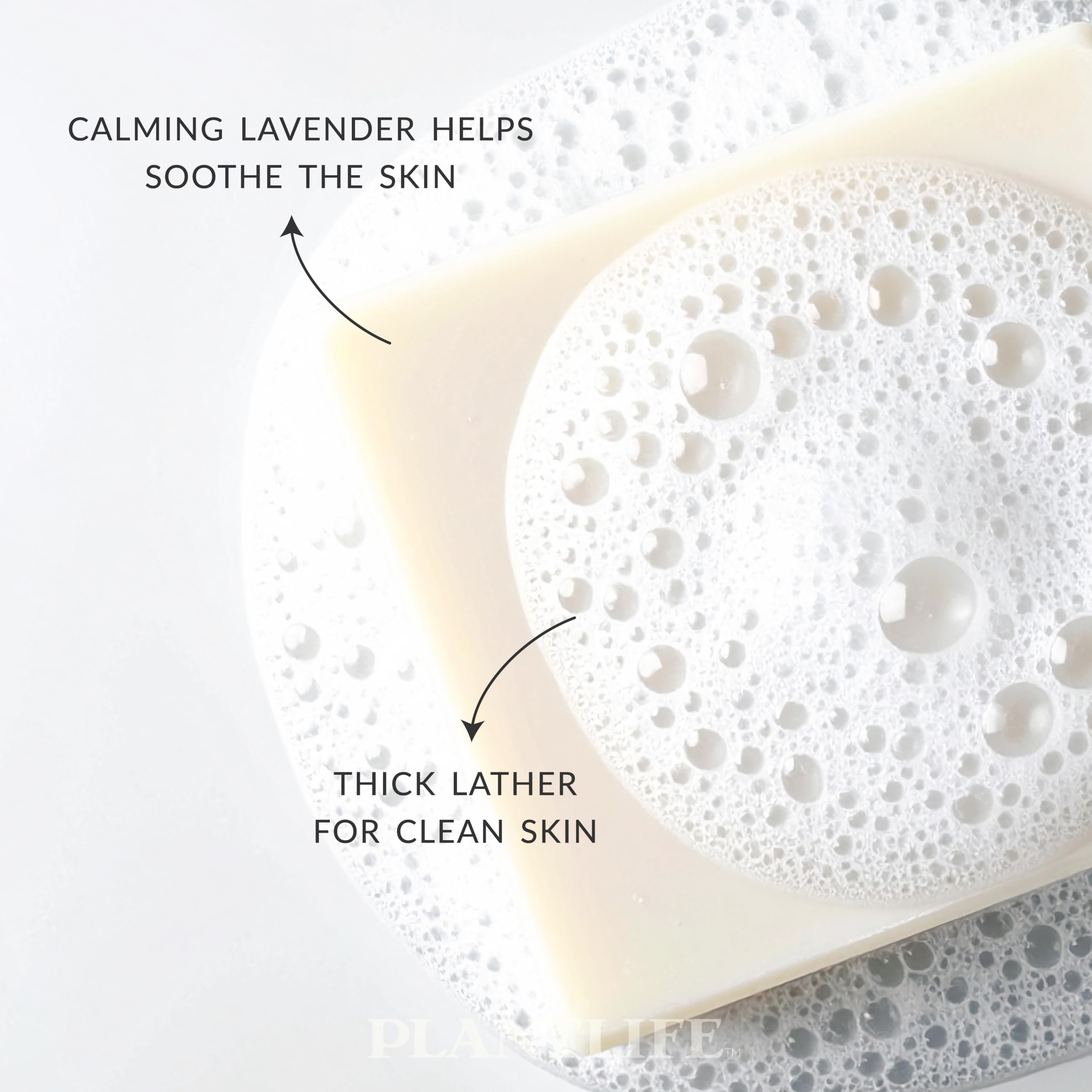 Plantlife hand crafted soap ingredients with lavender botanical focus