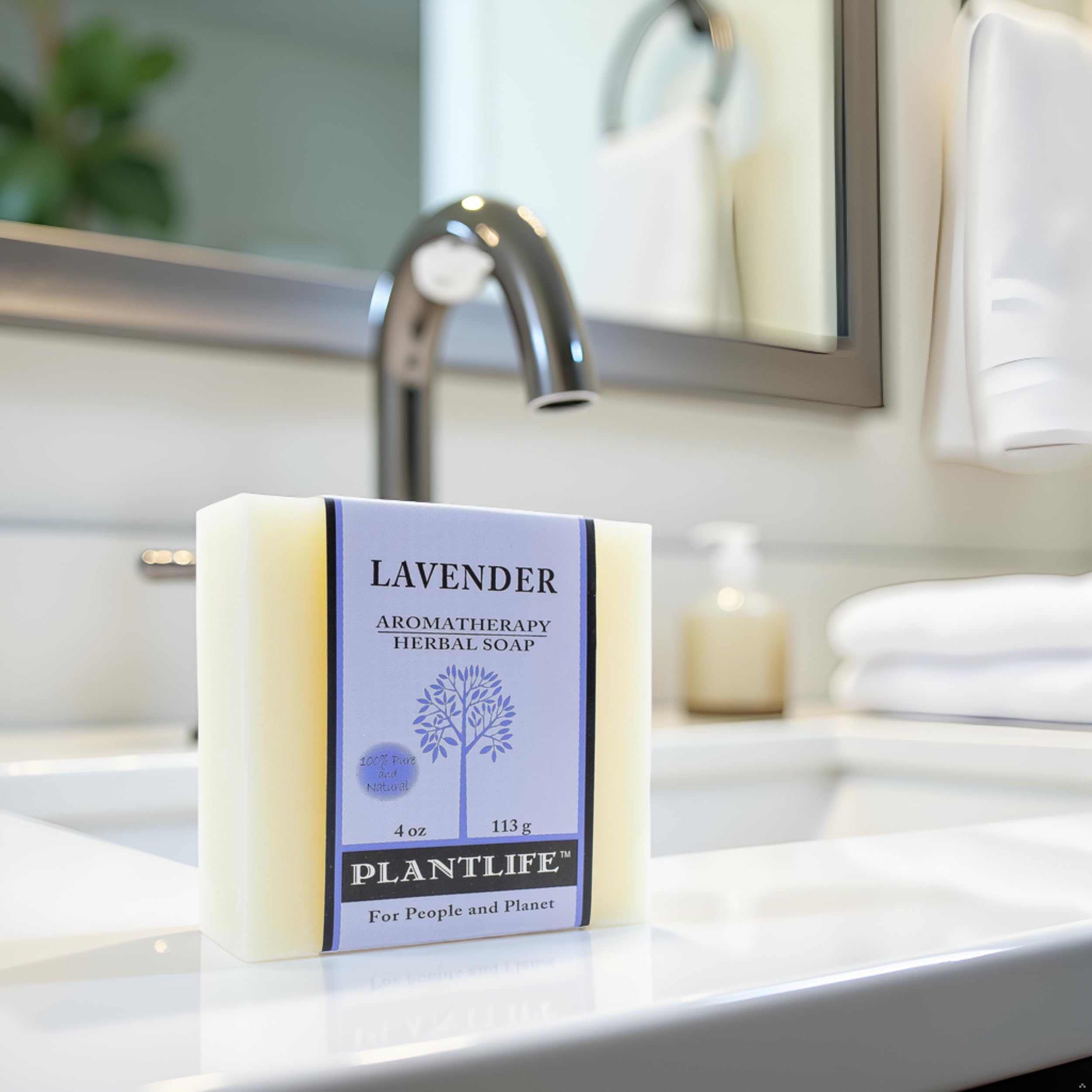 Plantlife Lavender bar soap lather close-up for gentle cleansing
