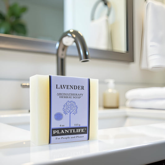 Plantlife Lavender bar soap lather close-up for gentle cleansing