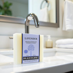 Plantlife Lavender bar soap lather close-up for gentle cleansing