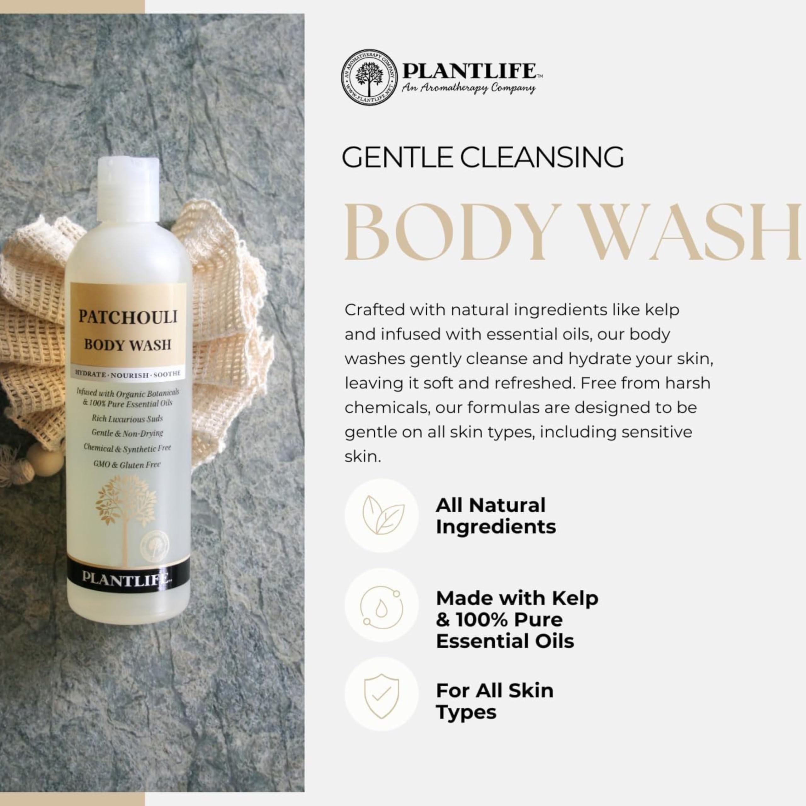 Rich lather from Plantlife Lemongrass Body Wash for thorough, enjoyable cleansing