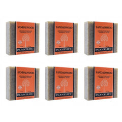 Plantlife Sandalwood 6-Pack Bar Soap pack with moisturizing lather and warm aroma.