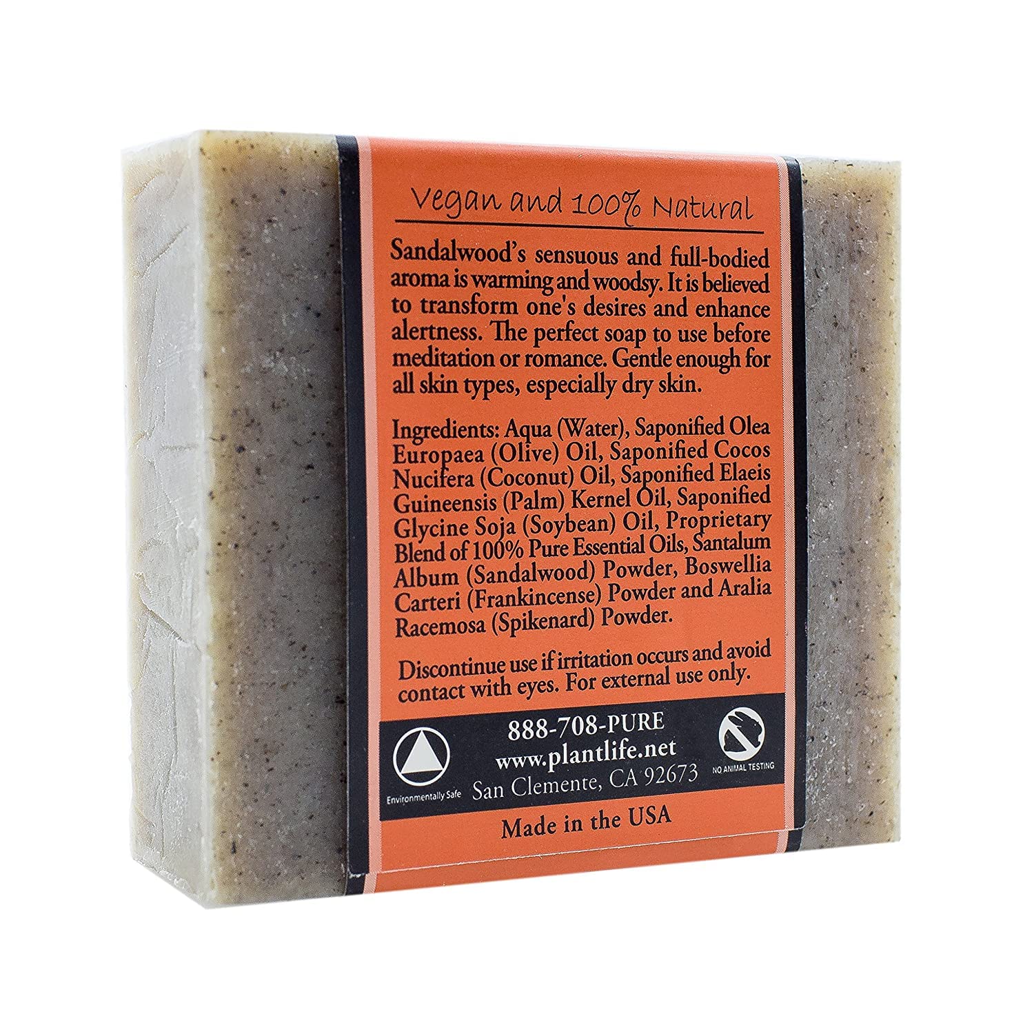 Plantlife sandalwood bar soap lathers on wet skin.