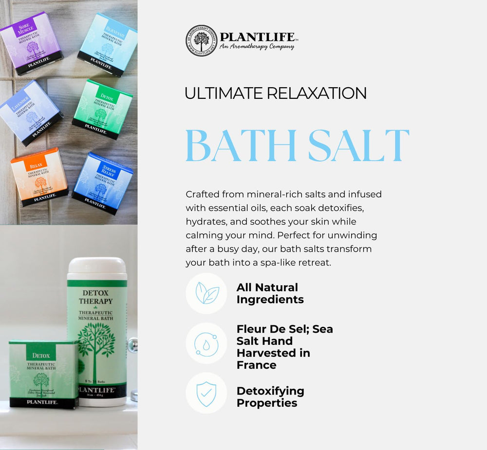 Plantlife Sore Muscle Therapy Bath Salts pour demonstrates starting a soothing soak.