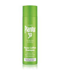 Plantur 39 Coffein Shampoo bottle pour scene highlighting caffeine-powered scalp refreshment.