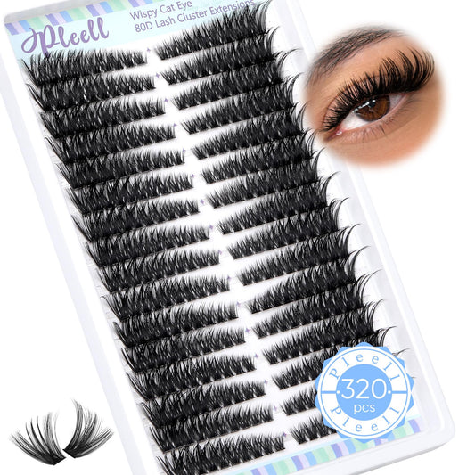 Pleell Lash Clusters Cat-Eye 80D for bold day-to-night looks with easy DIY application.