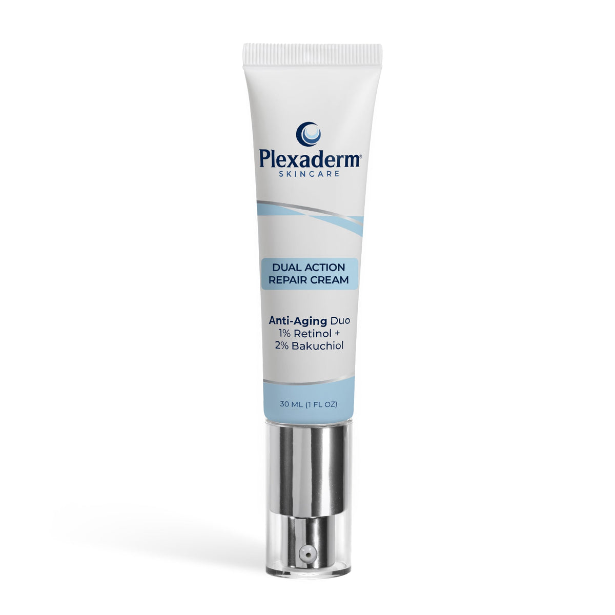 Plexaderm Dual Action Repair Neck Cream jar close-up for smoother neck skin