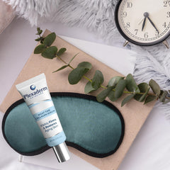 Plexaderm Night Time Collagen Serum night routine image suggests gradual benefits.