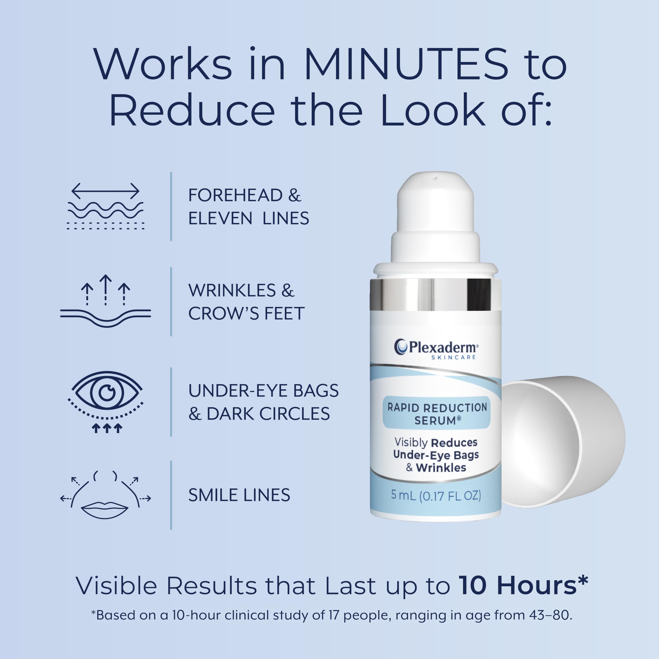 Application demo showing gentle dab to smooth the skin around the eyes with Plexaderm.