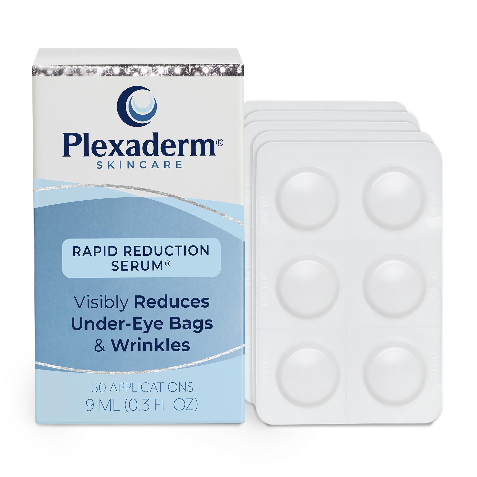 Plexaderm Rapid Reduction Eye Serum bottle and pods ready for use.