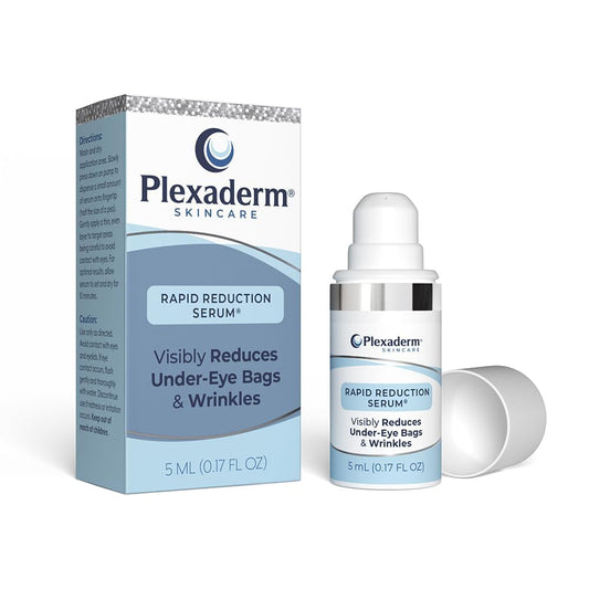 Plexaderm Rapid Reduction Eye Serum bottle for quick under-eye treatment and subtle lift.