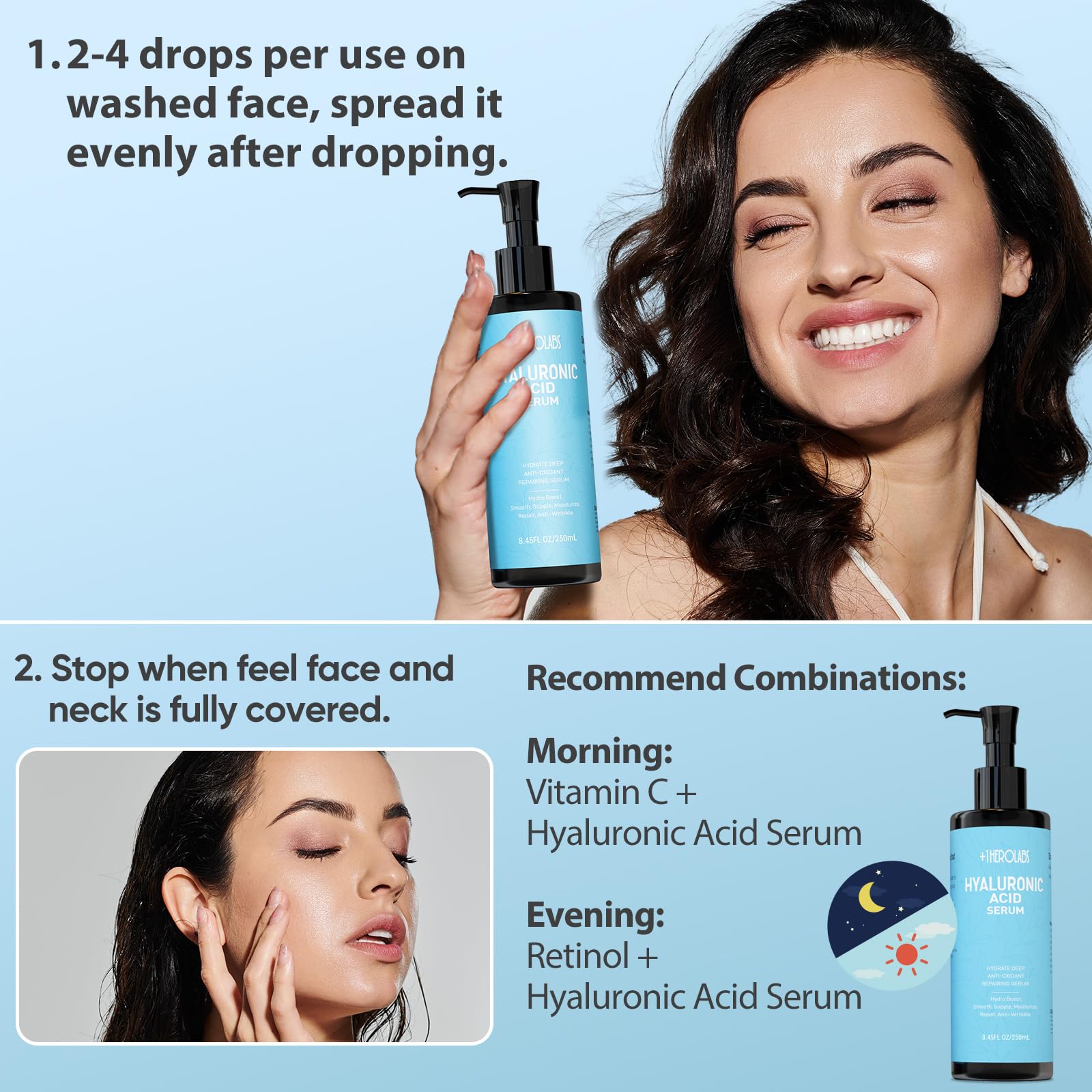 +1HEROLABS Aloe leaf water soothing contact with skin.