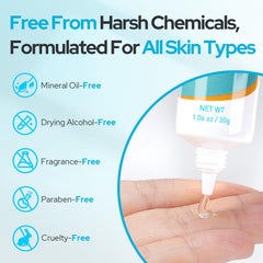 Plus1Herolabs pore-clarifying graphic highlights a cleaner-looking skin texture.