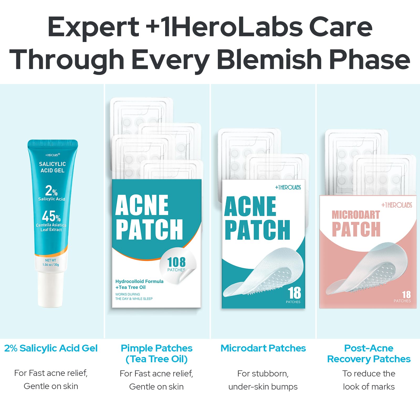 Plus1Herolabs skin-comfort application shot suggests refreshing, non-irritating daily care.
