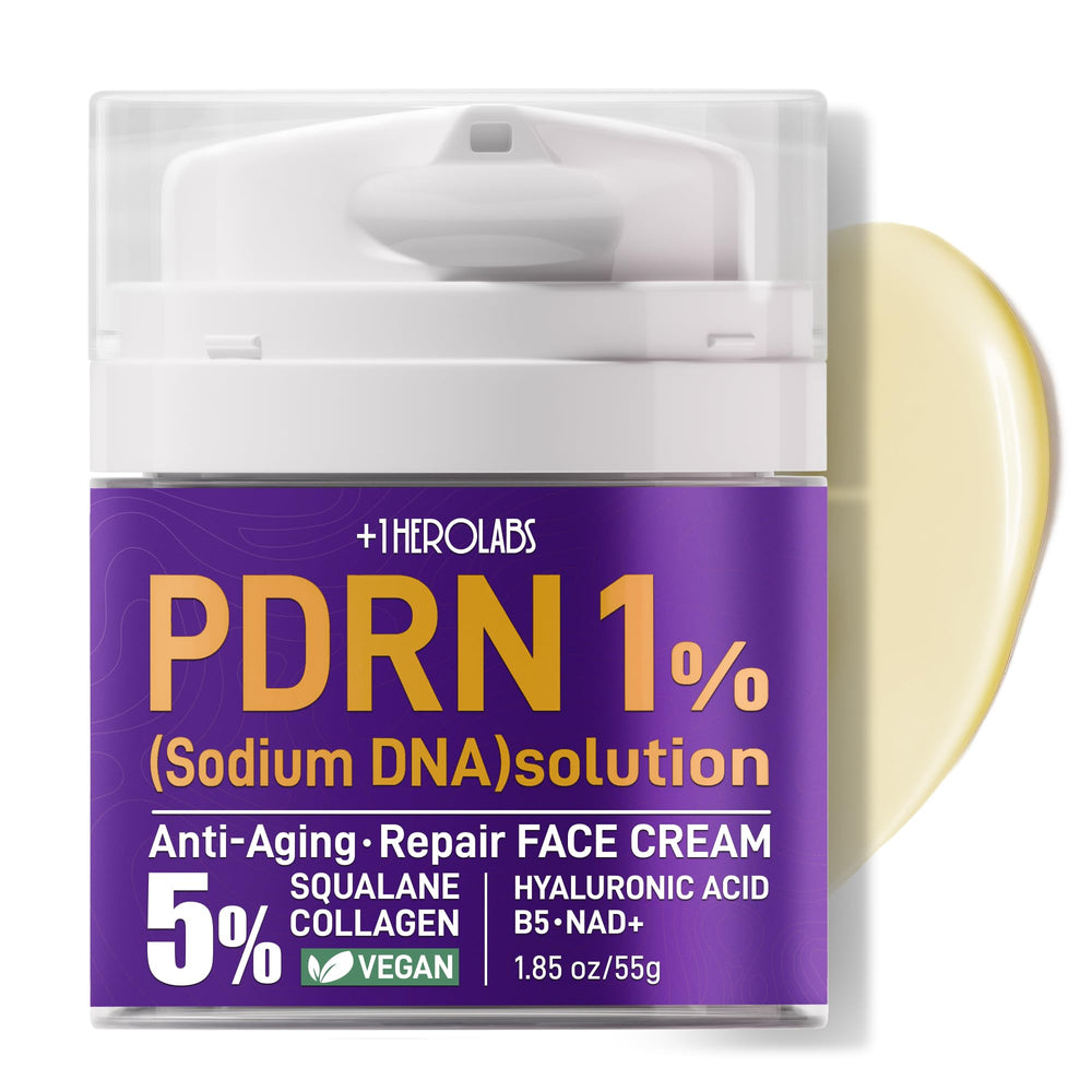Plus OneHerolabs PDRN cream in skincare routine setup