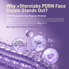Plus OneHerolabs PDRN-cream label close-up notes 5-percent squalane