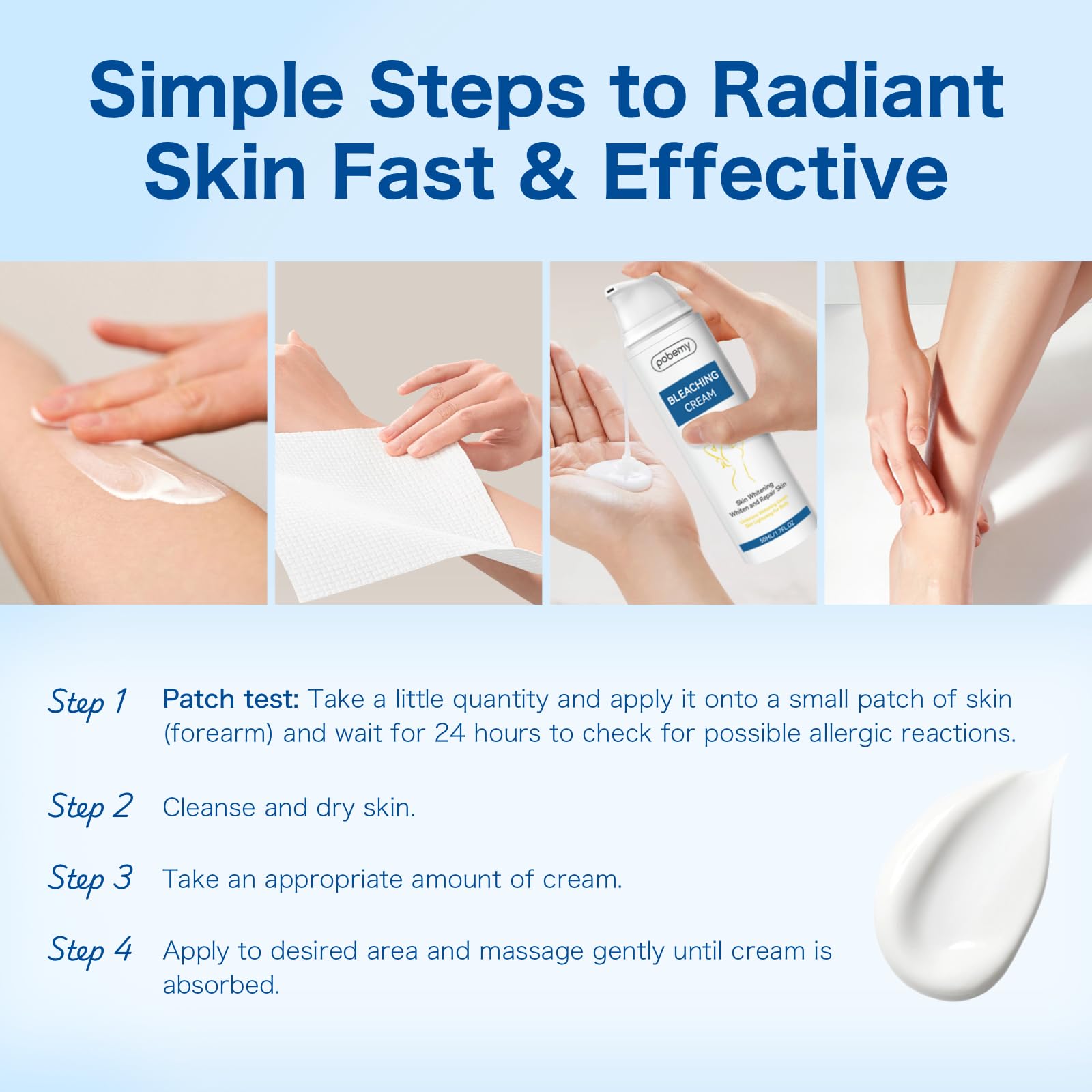 POBEMY cream applied to knee area demonstrates targeted use
