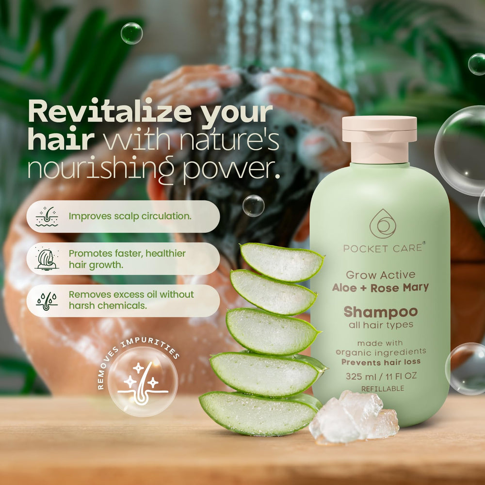 PocketCare Organic Shampoo foaming lather invites luxurious wash experience and thorough cleansing.